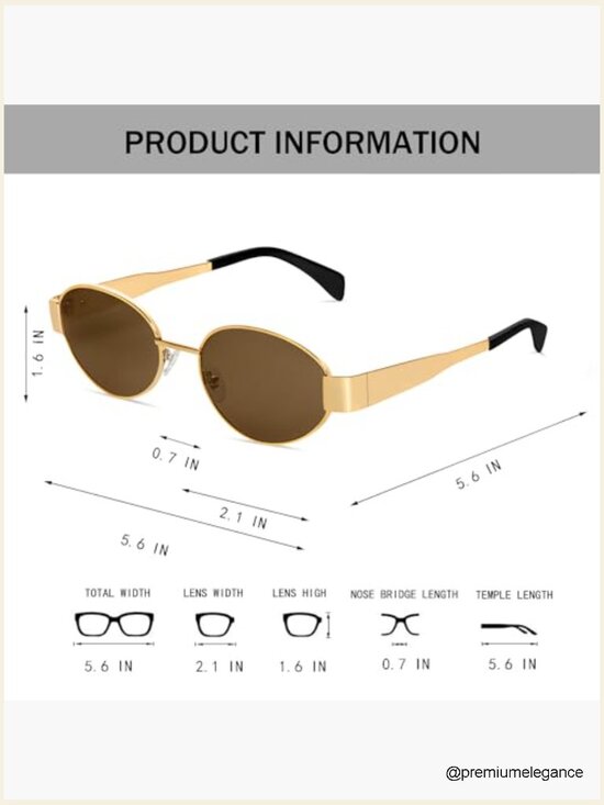 Retro Oval Sunglasses UV400 Protection Metal Frame Unisex Trendy Shades